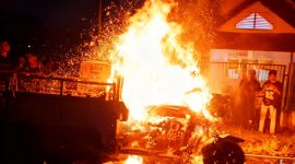 motor roda tiga terbakar saat takbiran di Cukir Jombang 